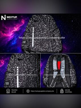 Nike Black Marble-Print Backpack with Reflective Accent